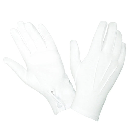 WG1000S - WHITE COTTON PARADE GLOVES W/SNAP BACK