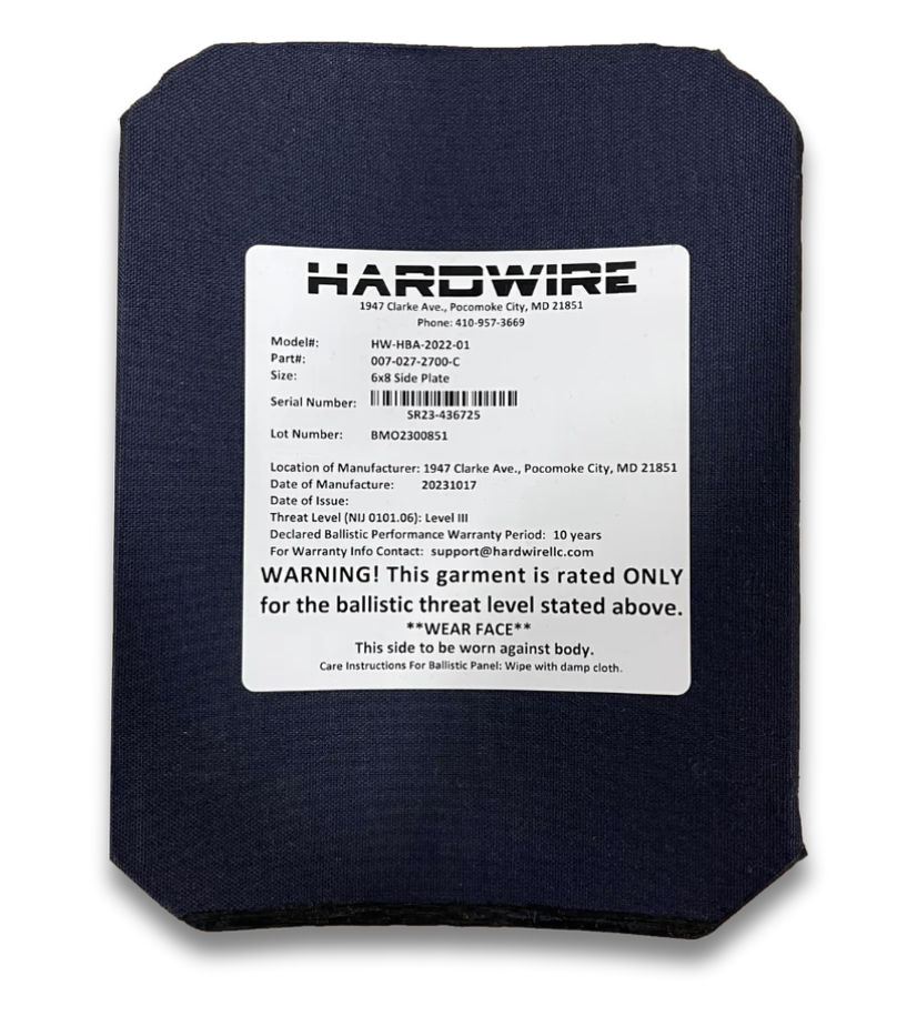 HARDWIRE® RIFLE RESISTANT STEEL SIDE ARMOR PLATE